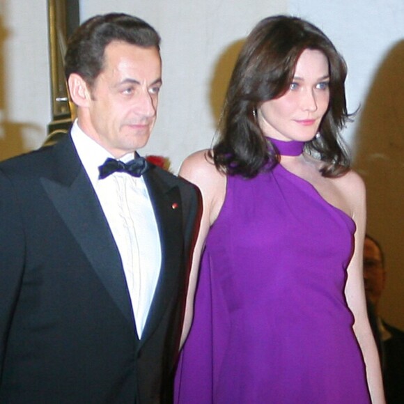 Nicolas Sarkozy et sa femme Carla Bruni-Sarkozy au palais de l'Elysée le 10 mars 2008