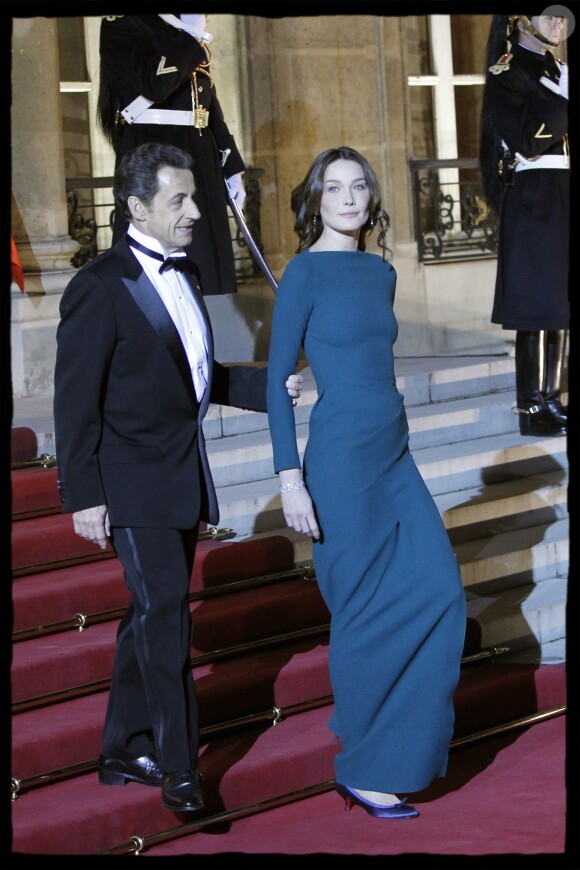 Nicolas Sarkozy et sa femme Carla Bruni-Sarkozy au palais de l'Elysée le 2 mars 2010