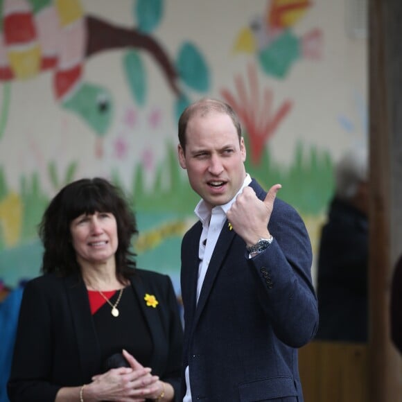 Le prince William, duc de Cambridge, effectuait le lancement du Skillforce Prince William Award à l'occasion d'une visite dans une école primaire du Pays de Galles à Abergavenny le 1er mars 2017.