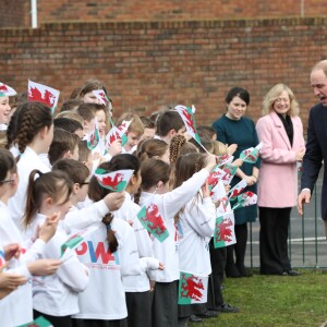 Le prince William, duc de Cambridge, effectuait le lancement du Skillforce Prince William Award à l'occasion d'une visite dans une école primaire du Pays de Galles à Abergavenny le 1er mars 2017.