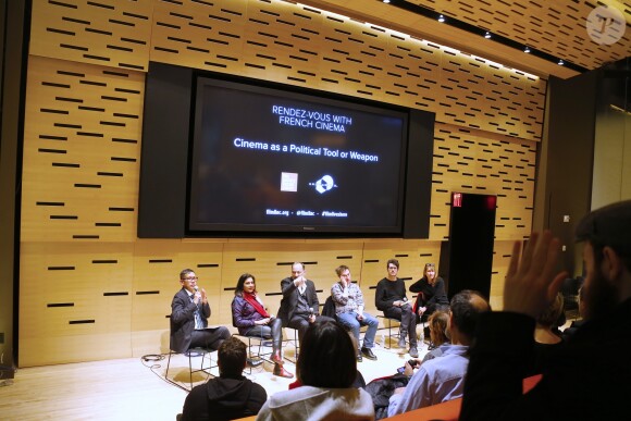 Bertrand Bonello, Emmanuelle Bercot - Conférence "The World Political Turmoils, the position of filmmakers" lors du 3ème jour du Festival "Rendez-vous with French cinema" à New York le 3 mars 2017.