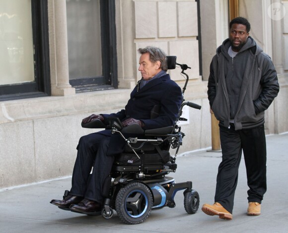 Kevin Hart et Bryan Cranston sur le tournage du film 'Untouchable' à New York, le 14 février 2017