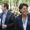 Exclusif - Najat Vallaud-Belkacem assiste à la commémoration de la mort de trois résistants tombés sous les balles allemandes le 6 août 1944, en compagnie de son mari Boris Vallaud et de leurs deux enfants, à Toulouges dans le Gers, durant ses vacances dans les Landes. Le 6 Aout 2016. © Patrick Bernard-Christophe de Prada / Bestimage