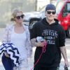 Exclusif - Paris Hilton se promène avec son compagnon Chris Zylka et ses chiens dans les rues de Los Angeles. Le 28 février 2017