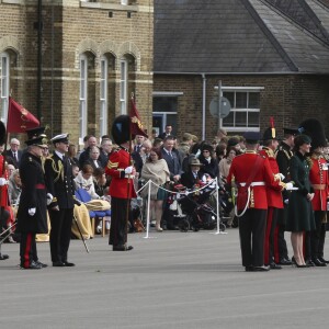 Le prince William et la duchesse Catherine de Cambridge assistaient à la parade de la Saint-Patrick avec le régiment des Irish Guards aux Cavalry Barracks du régiment des Irish Guards à Hounslow, dans l'ouest de Londres, le 17 mars 2017.