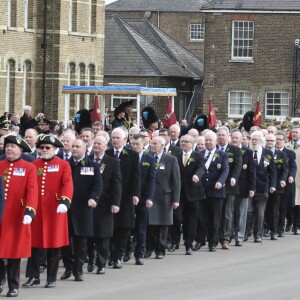 Le prince William et la duchesse Catherine de Cambridge assistaient à la parade de la Saint-Patrick aux Cavalry Barracks du régiment des Irish Guards à Hounslow, dans l'ouest de Londres, le 17 mars 2017.