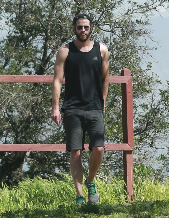 Exclusif - Miley Cyrus et son fiancé Liam Hemsworth sont allés se balader en amoureux sur les hauteurs de Los Angeles, le 16 mars 2017 