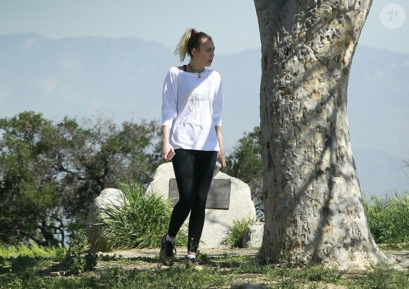 Exclusif - Miley Cyrus et son fiancé Liam Hemsworth sont allés se balader en amoureux sur les hauteurs de Los Angeles, le 16 mars 2017 