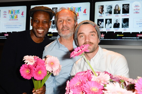 Abd al Malik, Hippolyte Girardot et Guillaume Gouix lors du lancement du 18ème Printemps du Cinéma au cinéma Pathé Beaugrenelle à Paris, France, le 19 mars 2017. © Coadic Guirec/bestimage