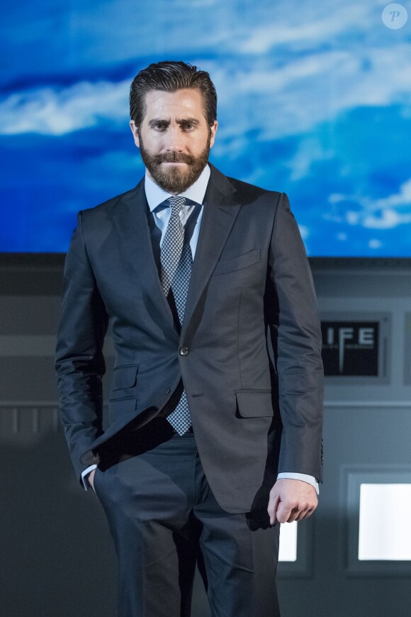 Jake Gyllenhaal au photocall du film "Life - origine inconnue" au planetarium du palais de la découverte à Paris le 13 mars 2017. © Olivier Borde / Bestimage.