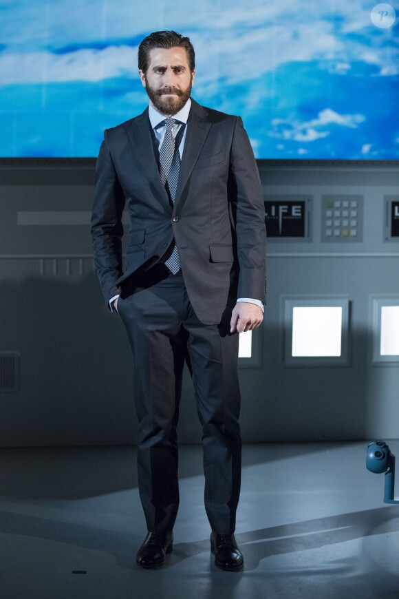 Jake Gyllenhaal au photocall du film "Life - origine inconnue" au planetarium du palais de la découverte à Paris le 13 mars 2017. © Olivier Borde / Bestimage.