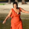 Exclusive - Plus size model Ashley Graham is seen posing on the beach in a black bikini and red dress in Islamorada, Florida, USA on March 21, 2017. Photo by INSTARimages/ABACAPRESS.COM22/03/2017 - Miami