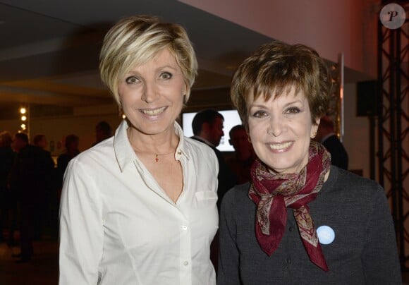Evelyne Dhéliat et Catherine Laborde - Soirée de lancement de la campagne "My Positive Impact" de la Fondation Nicolas Hulot à l'Espace Vivendi à Paris, le 11 mars 2015.