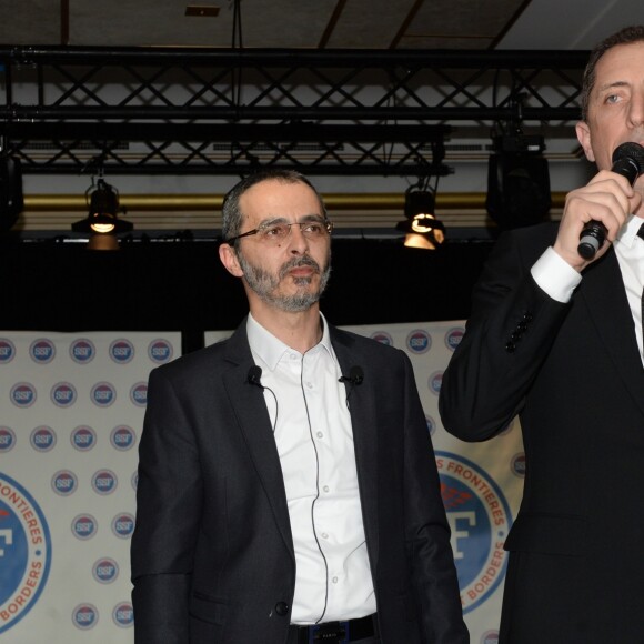 Exclusif - Arié Levy (Président de Sauveteurs Sans Frontières), Gad Elmaleh - Gala des "Sauveteurs Sans Frontières" à l'hôtel du Collectionneur à Paris le 20 mars 2017. Sauveteurs Sans Frontières a pour mission de porter assistance à des personnes en danger dans le monde entier. Son credo : « Qui sauve une vie, sauve l'humanité ». © Rachid Bellak/Bestimage