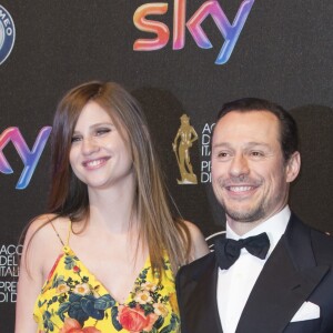 Bianca Vitali (enceinte) et Stefano Accorsi à la 62e cérémonie des David di Donatello à Rome en Italie, le 27 mars 2017