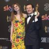 Bianca Vitali (enceinte) et son mari Stefano Accorsi à la 62e cérémonie des David di Donatello à Rome en Italie, le 27 mars 2017