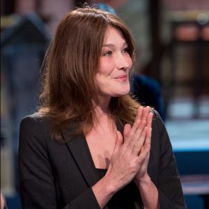 Exclusif - Carla Bruni-Sarkozy - Enregistrement de l'émission MerciBrassens, dans les studios de La Plaine Saint-Denis le 31 janvier 2017 © Cyril Moreau / Bestimage