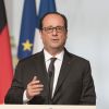 Conférence de presse commune du président François Hollande et du président allemand Frank-Walter Steinmeier au palais de l'Elysée à Paris le 30 mars 2017.