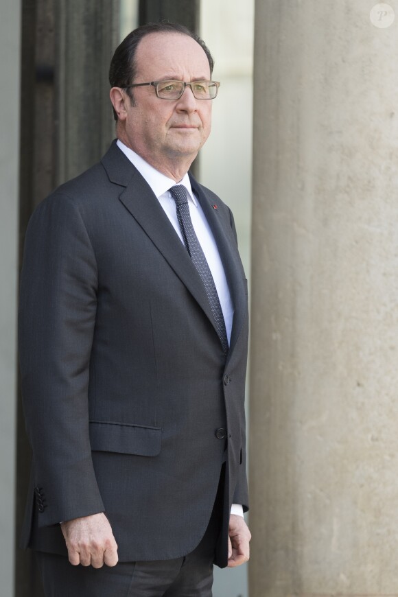 François Hollande reçoit le président allemand Frank-Walter Steinmeier au palais de l'Elysée à Paris le 30 mars 2017. © Pierre Perusseau / Bestimage