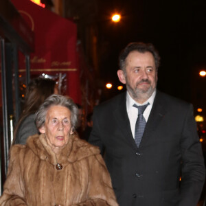 Andree Sarkozy, Guillaume Sarkozy - Nicolas Sarkozy fete son 58eme anniversaire avec ses amis au restaurant Giulio Rebellato a Paris le 28 Janvier 2013. 