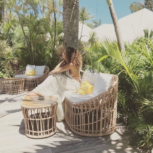 Chloé Mortaud en vacances à Saint-Barthélemy. Avril 2017.