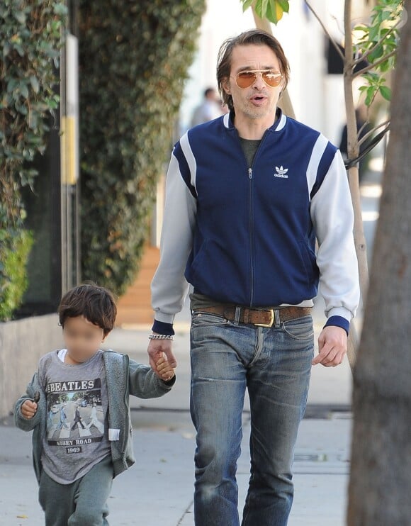 Exclusif - Olivier Martinez va déjeuner avec son fils Maceo à West Hollywood le 22 janvier 2017.
