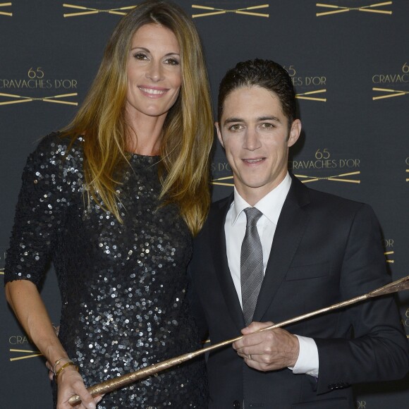 Sophie Thalmann, son mari Christophe Soumillon - 65ème édition des Cravaches d'Or au Théâtre des Champs-Elysées à Paris le 14 mars 2014.