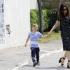Jennifer Garner et Ben Affleck se rendent à l'église avec leurs enfants Violet, Seraphina et Samuel à Los Angeles, le 9 avril 2017