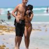 Exclusif - Elisa Johnson (fille adoptive d'Earvin 'Magic' Johnson et Earlitha Kelly) et son compagnon Anthony Alcaraz sur la plage de Miami. Le 11 avril 2017 © CPA / Bestimage