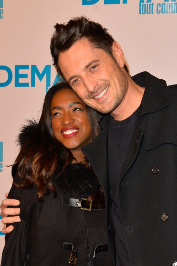 Vincent Cerutti et sa compagne Hapsatou Sy lors de l'avant-première du film "Demain tout commence" au Grand Rex à Paris le 28 novembre 2016.