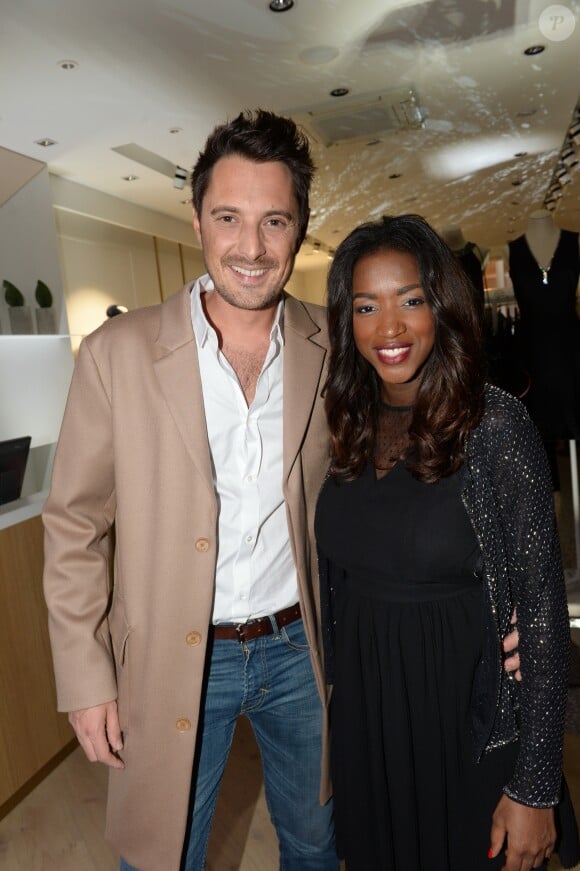 Exclusif - Vincent Cerutti et sa compagne Hapsatou Sy lors de la présentation de la collection limitée des marques 1.2.3 et Swarovski dans la boutique 1.2.3, au 7 avenue des Ternes à Paris, le 25 novembre 2016.  © Rachid Bellak/Bestimage