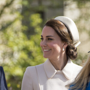 Catherine Kate Middleton, la duchesse de Cambridge et son mari le prince William, duc de Cambridge - La famille royale britannique assiste à la messe de Pâques à la chapelle Saint-Georges de Windsor, le 16 avril 2017
