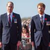 Le prince William, duc de Cambridge et le prince Harry lors des commémorations des 100 ans de la bataille de Vimy, (100 ans jour pour jour, le 9 avril 1917) dans laquelle de nombreux Canadiens ont trouvé la mort lors de la Première Guerre mondiale, au Mémorial national du Canada, à Vimy, France, le 9 avril 2017