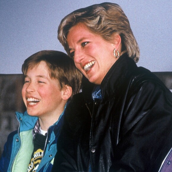 La princesse Diana et ses fils William et Harry en vacances à Lech (Autriche) en 1993