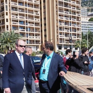 Le prince Albert II de Monaco lors de l'inauguration du salon Top Marques au Grimadi Forum à Monaco. Il a pu y admirer une Bentley incrustée de 2 millions de diamants, une voiture volante Aéromobile et une voiture hélicoptère. Le 20 avril 2017 © J.C. Vinaj / Pool Restreint / Bestimage