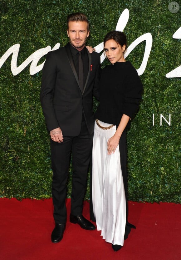 David Beckham et sa femme Victoria Beckham - Soirée des "British Fashion Awards" à Londres. Le 1er décembre 2014