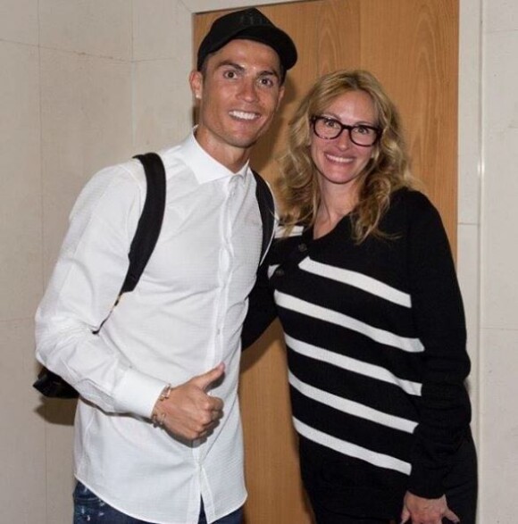 Rencontre entre Cristiano Ronaldo et Julia Roberts le 23 avril 2017 à Madrid.