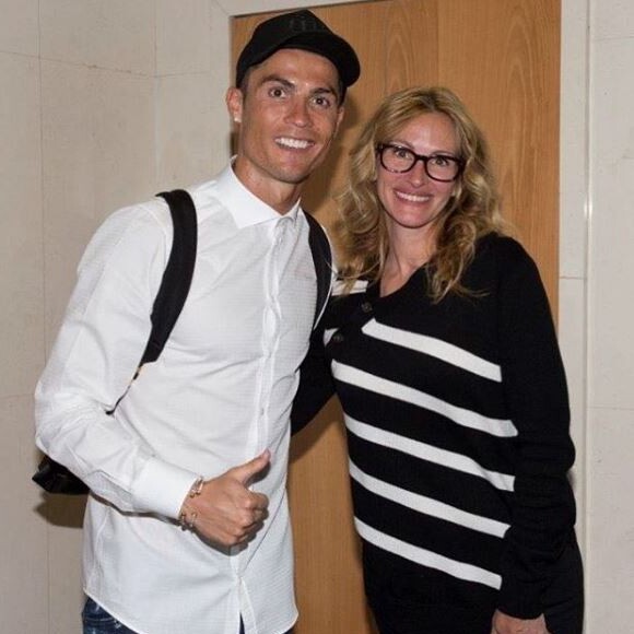 Rencontre entre Cristiano Ronaldo et Julia Roberts le 23 avril 2017 à Madrid.