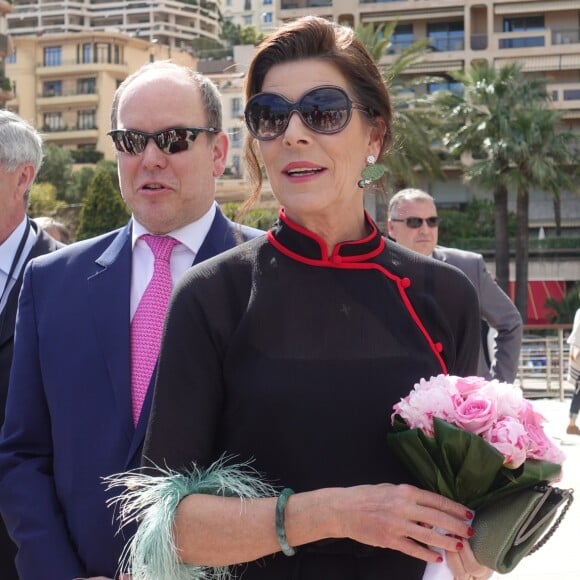 Semi-Exclusif - Le prince Albert II de Monaco et la princesse Caroline de Hanovre lors de l'inauguration de l'exposition artmonte-carlo à Monaco le 28 avril 2017 © Claudia Albuquerque / Bestimage