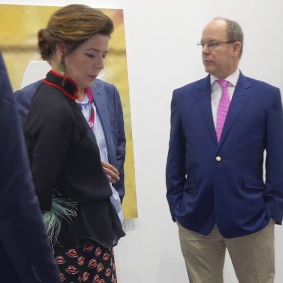 Semi-Exclusif - La princesse Caroline de Hanovre et le prince Albert II de Monaco prenaient part à l'inauguration de l'exposition artmonte-carlo à Monaco le 28 avril 2017 © Claudia Albuquerque / Bestimage