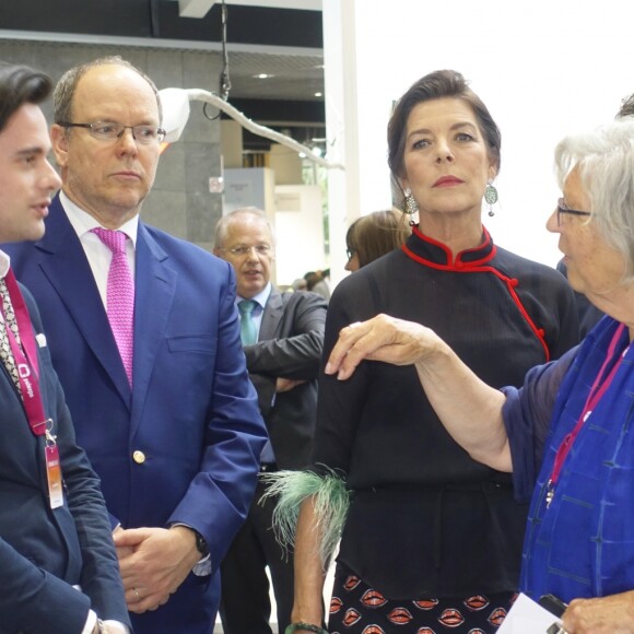Semi-Exclusif - Le prince Albert II de Monaco, La princesse Caroline de Hanovre, Marie-Claude Beaud et Thomas Hug - Inauguration de l'exposition artmonte-carlo à Monaco le 28 avril 2017 © Claudia Albuquerque / Bestimage