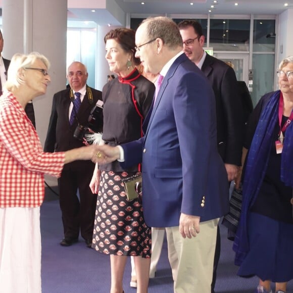 Semi-Exclusif - Le prince Albert II de Monaco et la princesse Caroline de Hanovre ont participé à l'inauguration de l'exposition artmonte-carlo à Monaco le 28 avril 2017 © Claudia Albuquerque / Bestimage