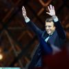 Emmanuel Macron - Le président-élu, Emmanuel Macron, prononce son discours devant la pyramide au musée du Louvre à Paris, après sa victoire lors du deuxième tour de l'élection présidentielle le 7 mai 2017.