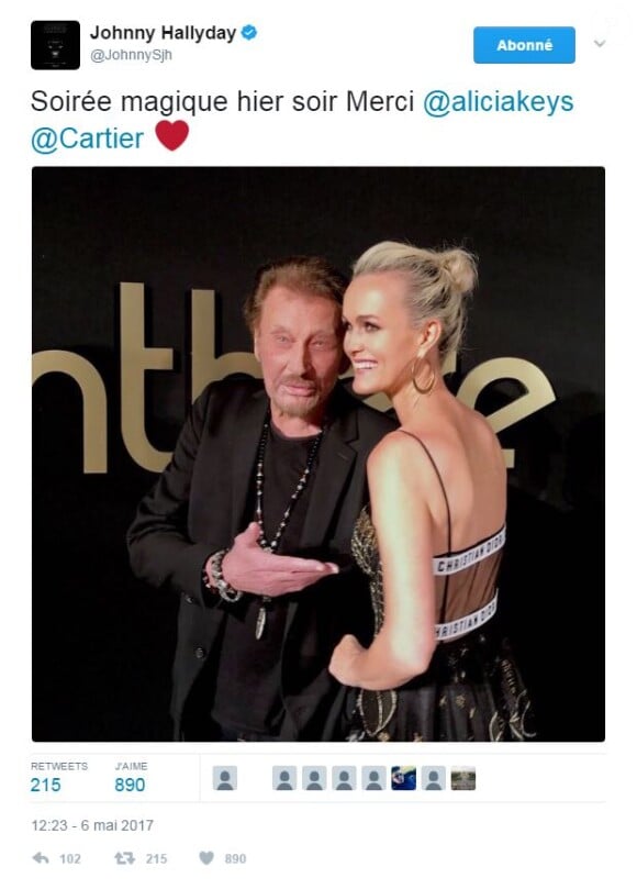 Johnny et Laeticia Hallyday à la soirée  Panthère de Cartier aux studios Milk, à Los Angeles, le 5 mai 2017.