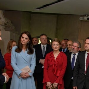 Catherine (Kate) Middleton, duchesse de Cambridge et la comtesse Stéphanie de Lannoy, grande-duchesse héritière de Luxembourg, le prince Guillaume, grand-duc héritier de Luxembourg et Xavier Bettel, premier ministre du Grand-Duché de Luxembourg - Catherine Kate Middleton, la duchesse de Cambridge en visite au Luxembourg, le 11 mai 2017. Kate Middleton visite le musée Dräi Eechelen lors de la célébration du 150e anniversaire de la signature du Traité de Londres.  Catherine visits Dräi Eechelen museum during the celebration of the 150th anniversary of the Treaty of London, signed on 11th May 1867 in Luxembourg, on May 11, 2017.11/05/2017 - Luxembourg