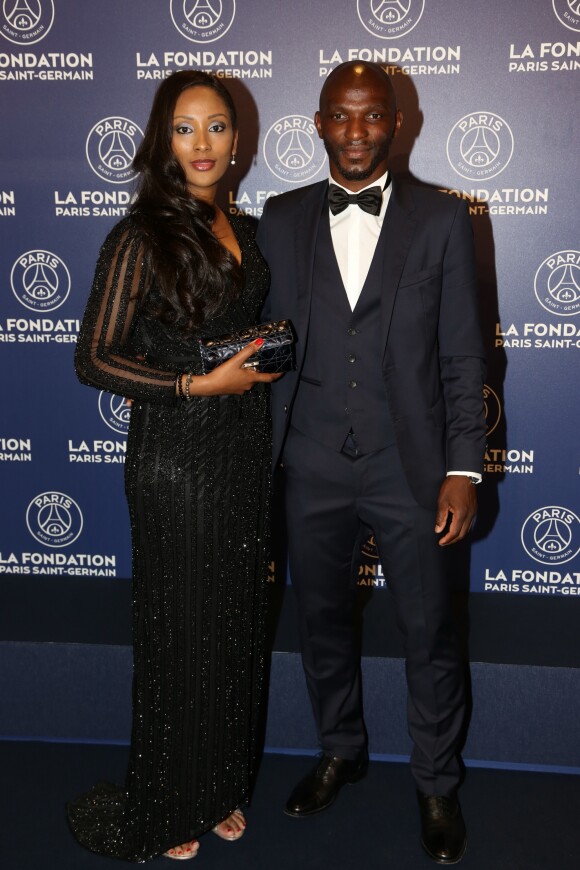 Exclusif  - Zoumana Camara et sa femme Awa - Dîner de gala au profit de la Fondation PSG au Parc des Princes à Paris le 16 mai 2017.