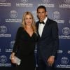 Exclusif - Angel Di María et sa femme Jorgelina Cardoso - Dîner de gala au profit de la Fondation PSG au Parc des Princes à Paris le 16 mai 2017.