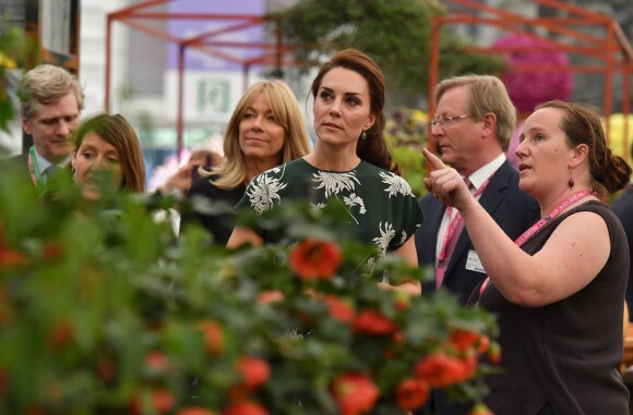 La duchesse Catherine de Cambridge prenait part le 22 mai 2017 à l'inauguration du Chelsea Flower Show au Royal Hospital Chelsea.
