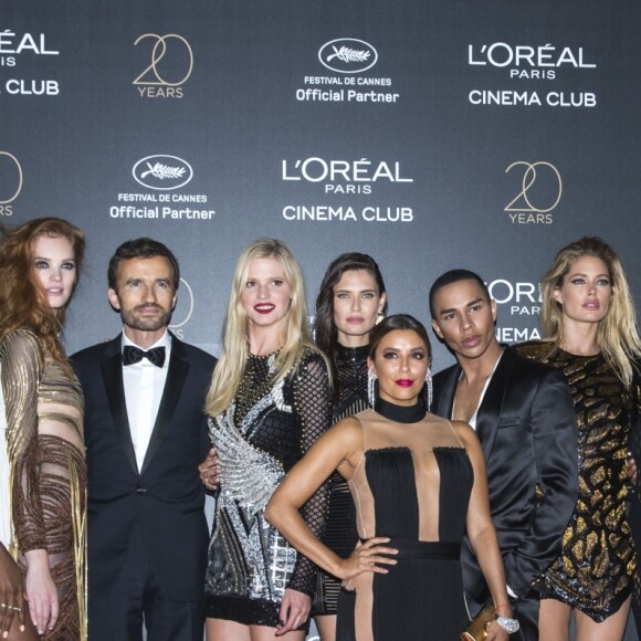 Neelam Gill, Maria Borges, Alexina Graham, Pierre Emmanuel Angeloglou, Lara Stone, Olivier Rousteing, Eva Longoria, Bianca Balti, Doutzen Kroes, Irina Shayk, Zak Ybs et Cindy Bruna - Soirée du 20ème anniversaire de partenariat de L'Oréal Paris en tant que maquilleur officiel sur la plage du Grand Hyatt Cannes Hôtel Martinez lors du 70ème Festival International du film de Cannes, France, le 24 mai 2017. © Borde-Jacovides-Moreau/Bestimage
