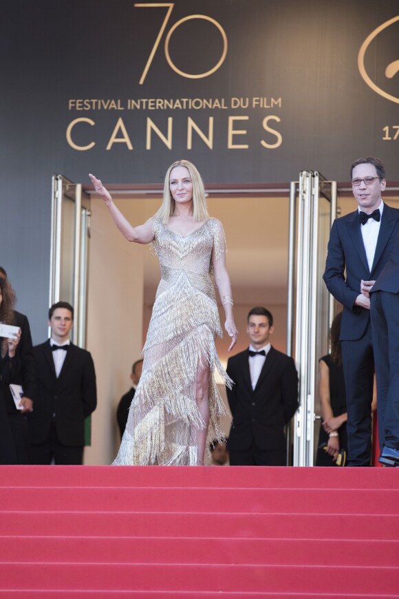 Uma Thurman et Reda Kateb - Montée des marches de la cérémonie de clôture du 70ème Festival International du Film de Cannes. Le 28 mai 2017. © Borde-Jacovides-Moreau/Bestimage